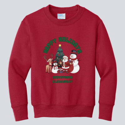 Youth Crewneck - Winter - Happy Holidays Green Thumbnail