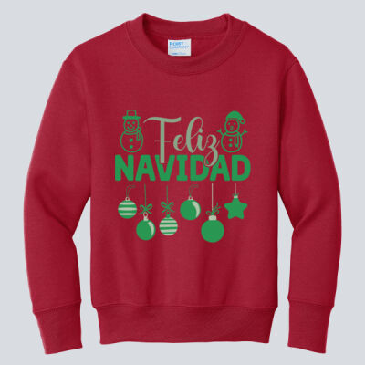 Youth Crewneck - Winter - Feliz Snowman Green Thumbnail